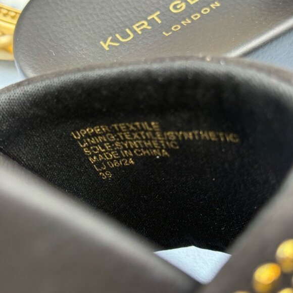 🆕 KURT GEIGER LONDON 🧿 NWOB Meena Eagle Black & Gold Studded Slide, Sz 8.5 - Picture 11 of 12
